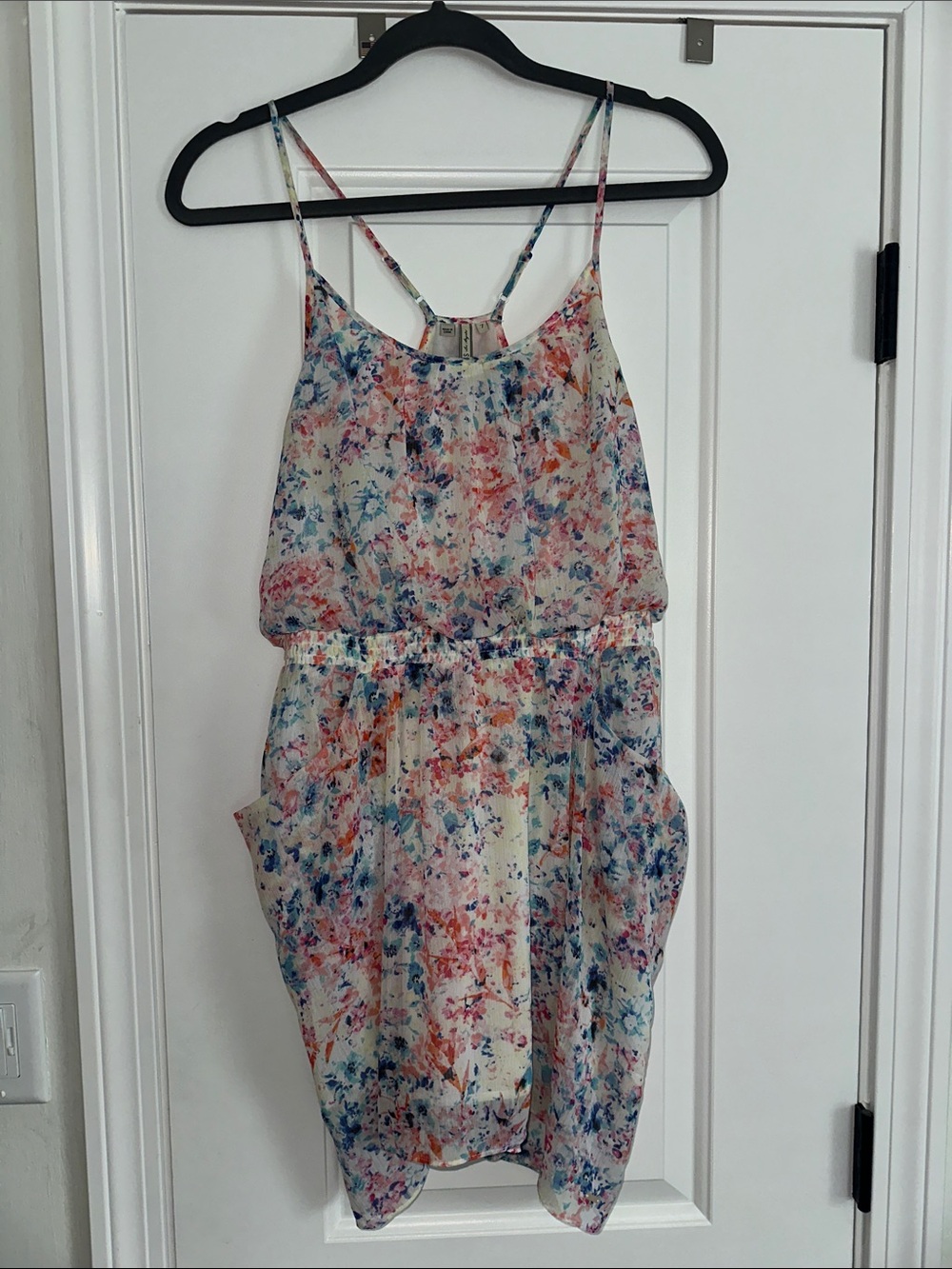 Guess Multi-Color Floral Racer Back Spaghetti Strap Dress